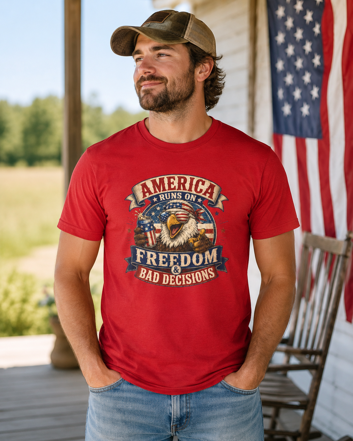 "Freedom & Bad Decisions" Eagle T‑Shirt