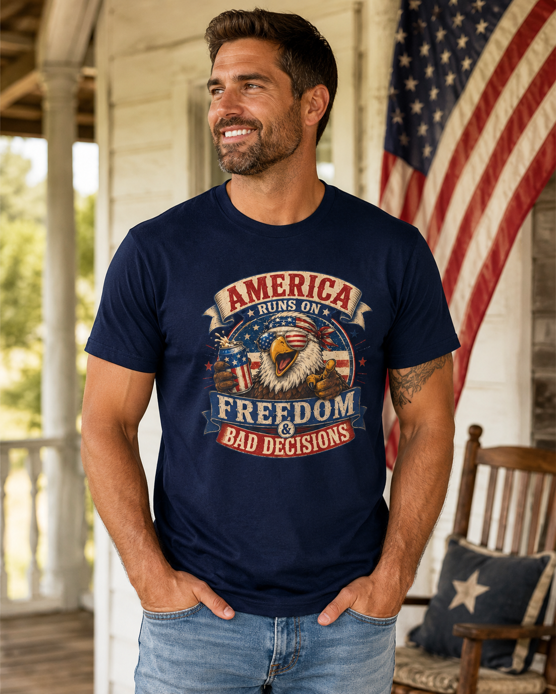 "Freedom & Bad Decisions" Eagle T‑Shirt