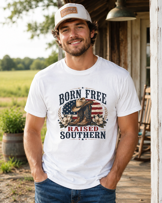 Born Free Raised Southern Tee | Southern Pride Graphic Shirt