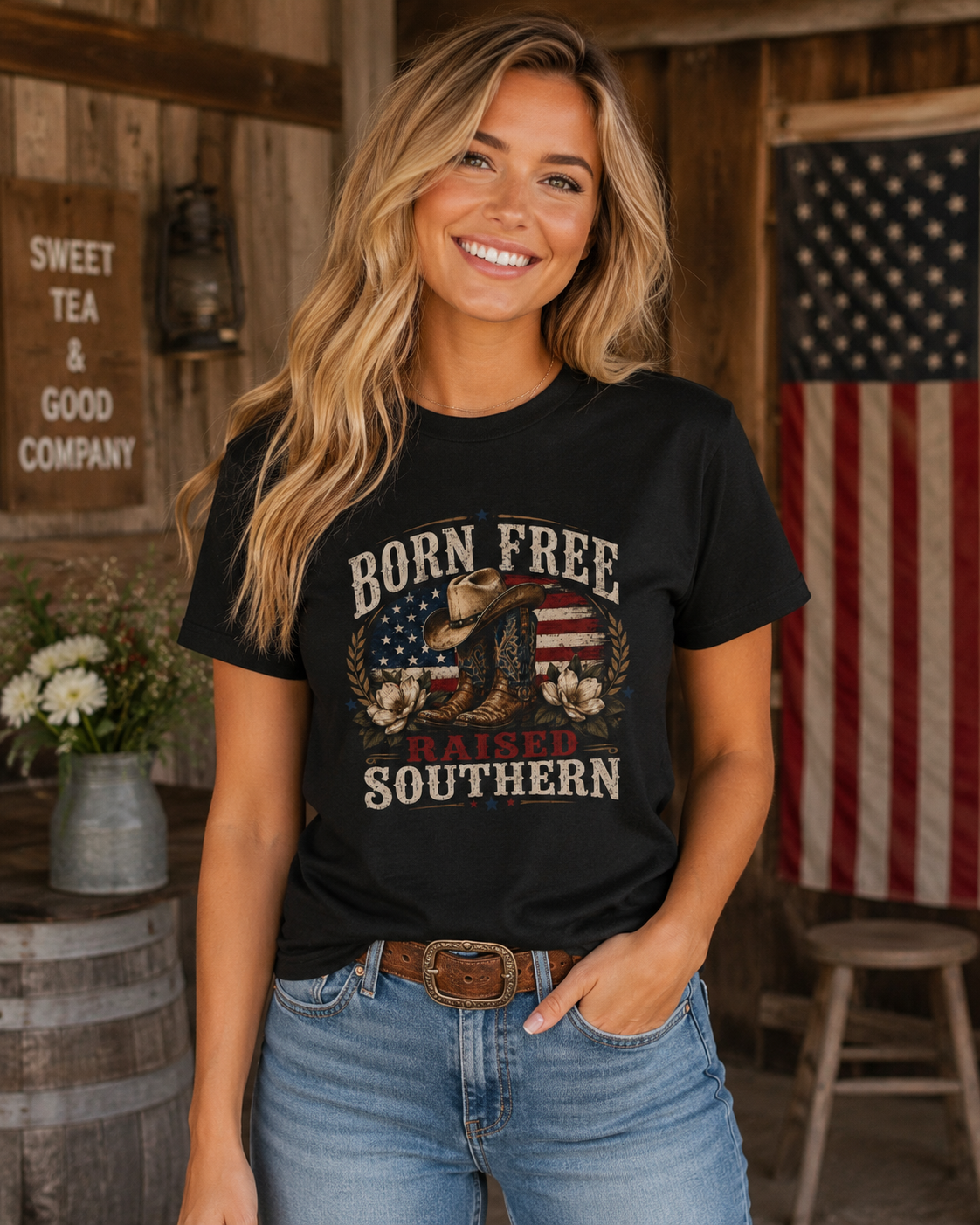 Born Free Raised Southern Tee | Southern Pride Graphic Shirt