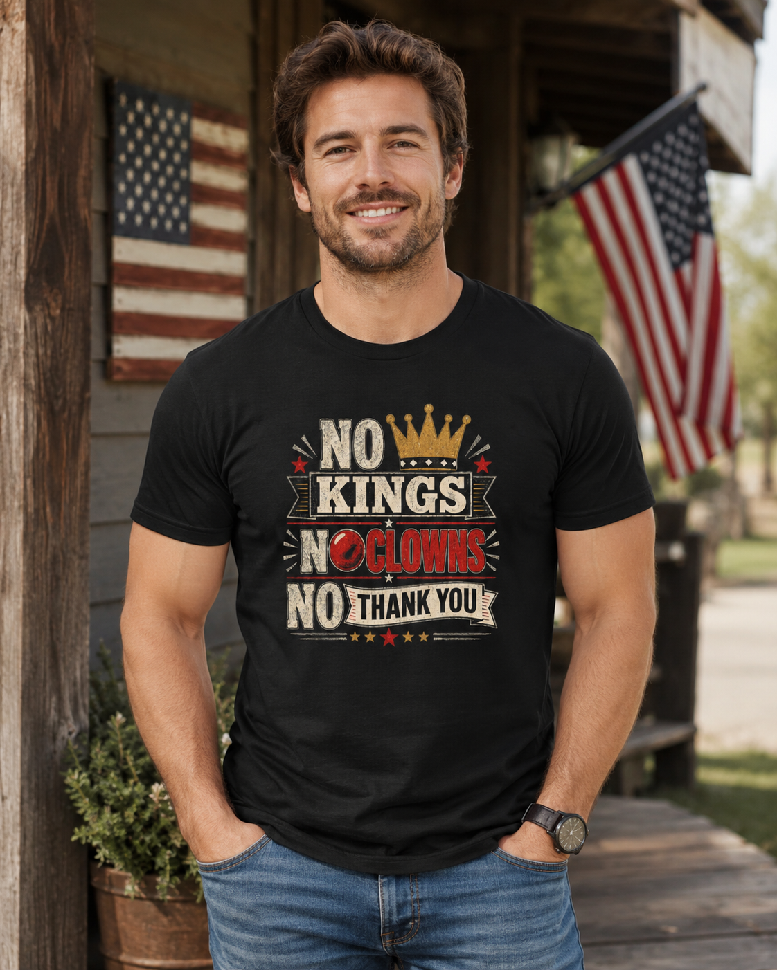 'No Kings, No Clowns, No Thank You!" Tee