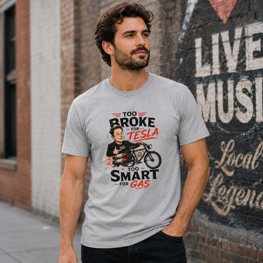 "Too Broke for Tesla, Too Smart for Gas" - Tee
