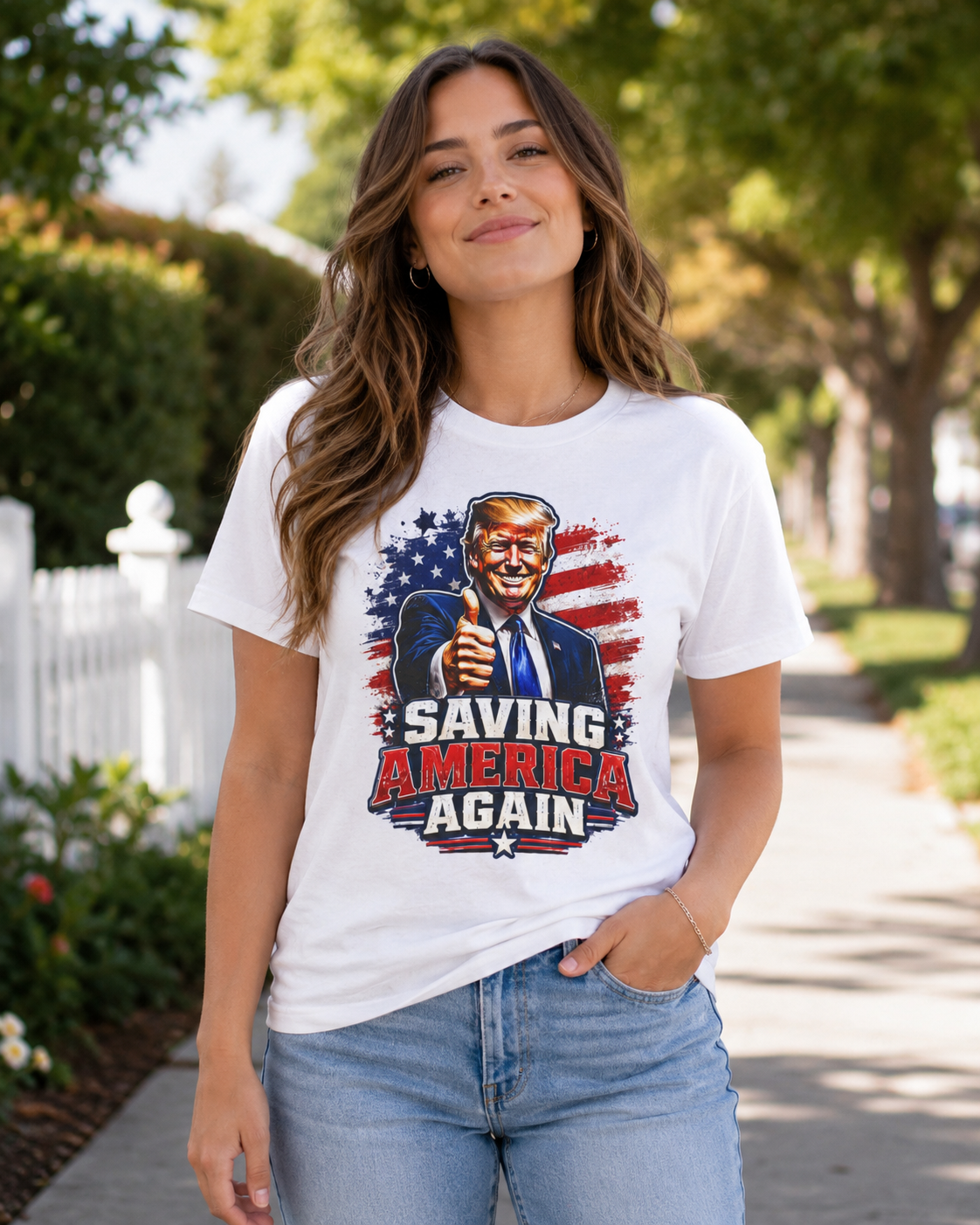 Graphic Tee - "Saving America Again" Patriotic Political T-Shirt