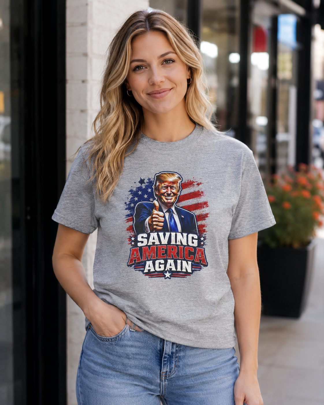 Graphic Tee - "Saving America Again" Patriotic Political T-Shirt