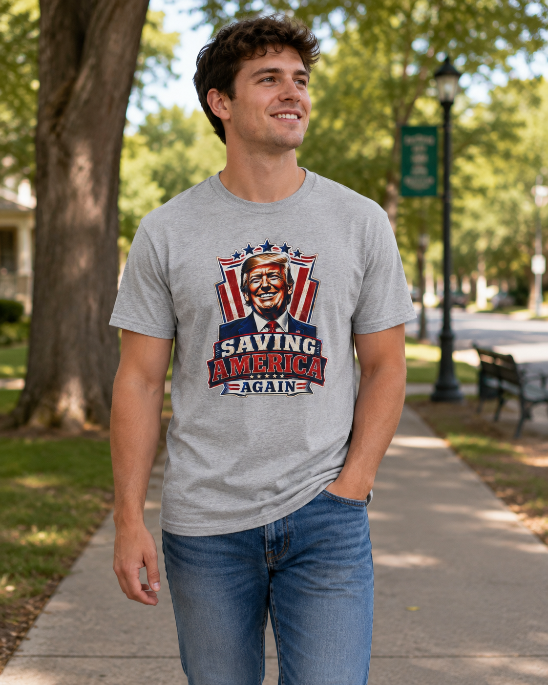 "Saving America Again" T-Shirt, Bold Design