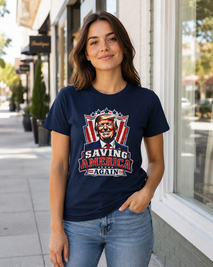 "Saving America Again" T-Shirt, Bold Design