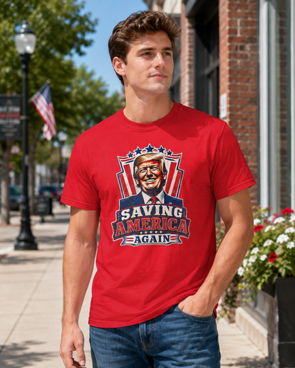 "Saving America Again" T-Shirt, Bold Design