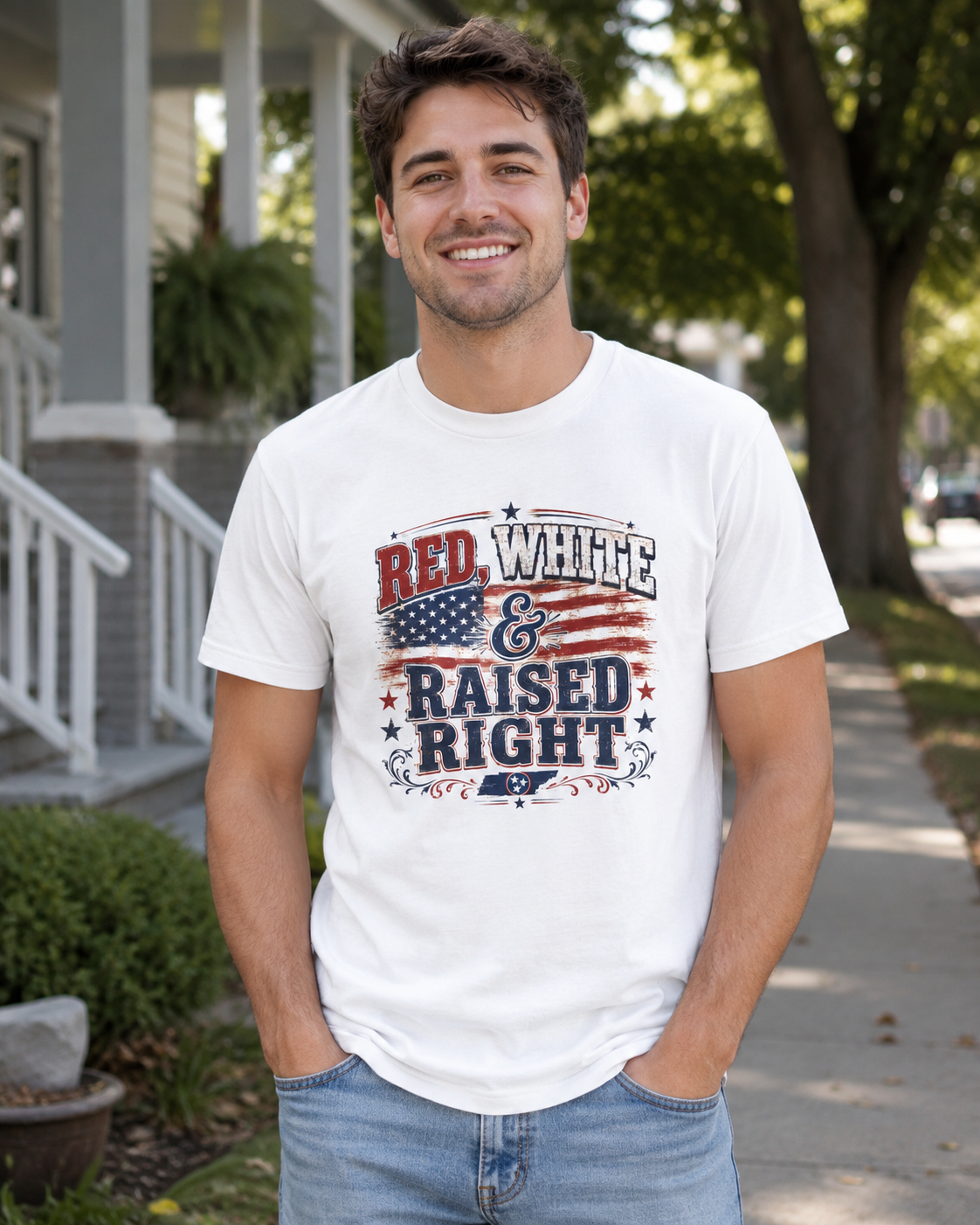 "Red, White & Raised Right" - American Pride Tee