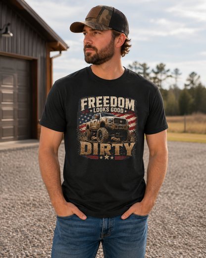 "Freedom Looks Good Dirty" Truck T-Shirt