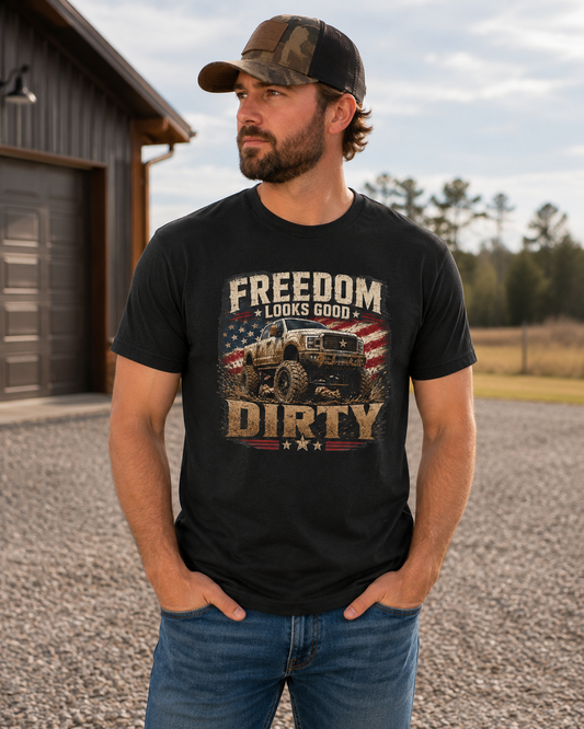 "Freedom Looks Good Dirty" Truck T-Shirt