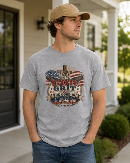 "God, Grit & The Good Ol' USA" - American T-Shirt